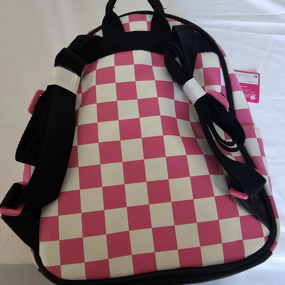 Barbie Pink Checkered Kids Backpack